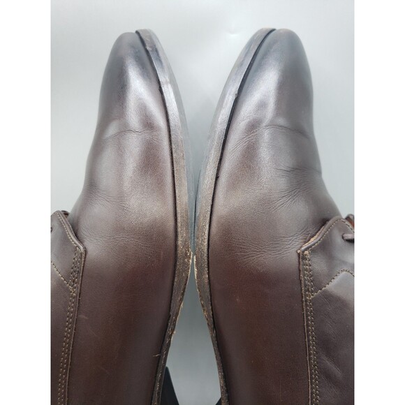 WOLF & SHEPHERD Dark Brown Leather Plain Toe Blucher Oxford Dress Mens Size 11